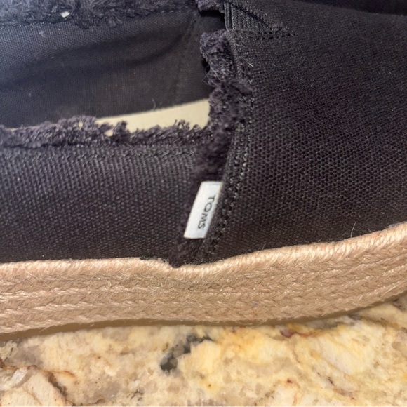 Toms Black Espadrille Platform Slip-Ons - Picture 4 of 10